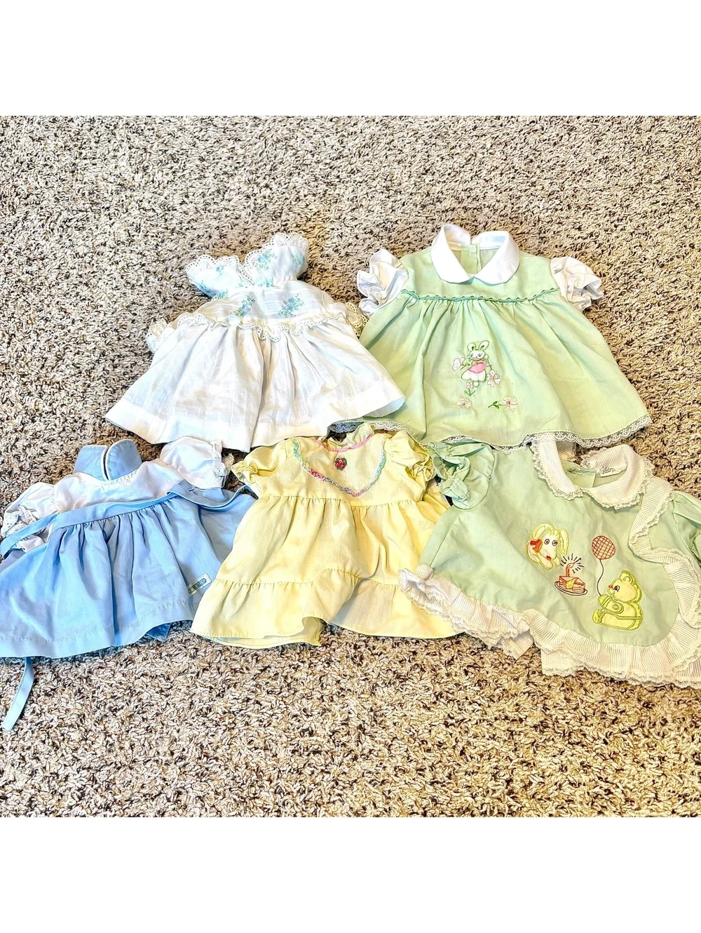 Vintage Doll Clothes Lot 5 Dresses Fits 16–20” Dolls Cabbage Patch Compatible